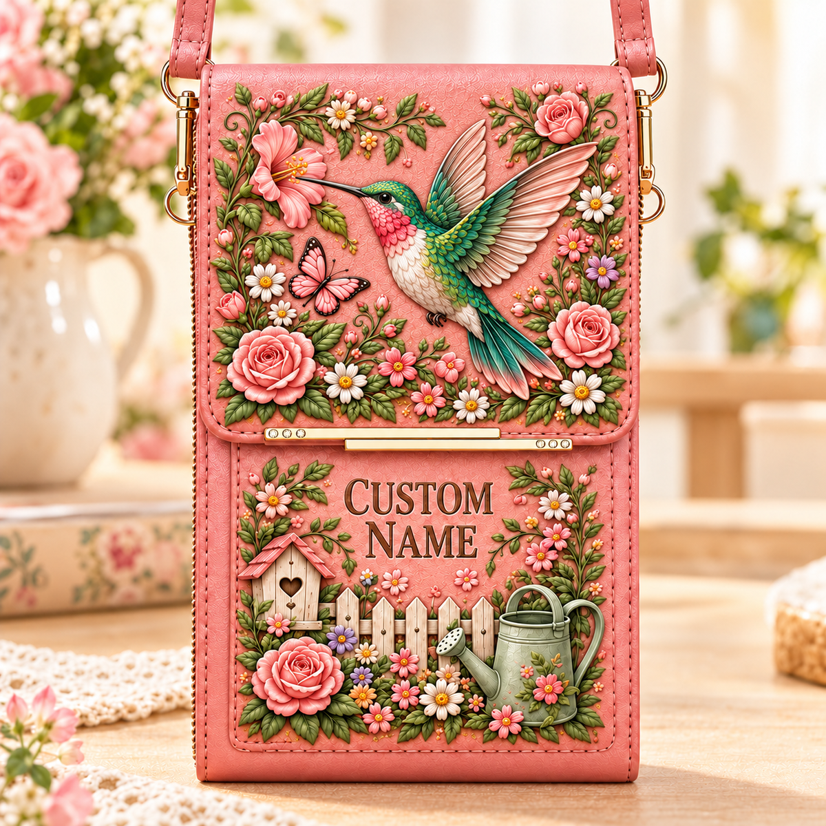 🌸 Personalized Floral Touchscreen Phone Crossbody Bag