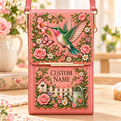 🌸 Personalized Floral Touchscreen Phone Crossbody Bag
