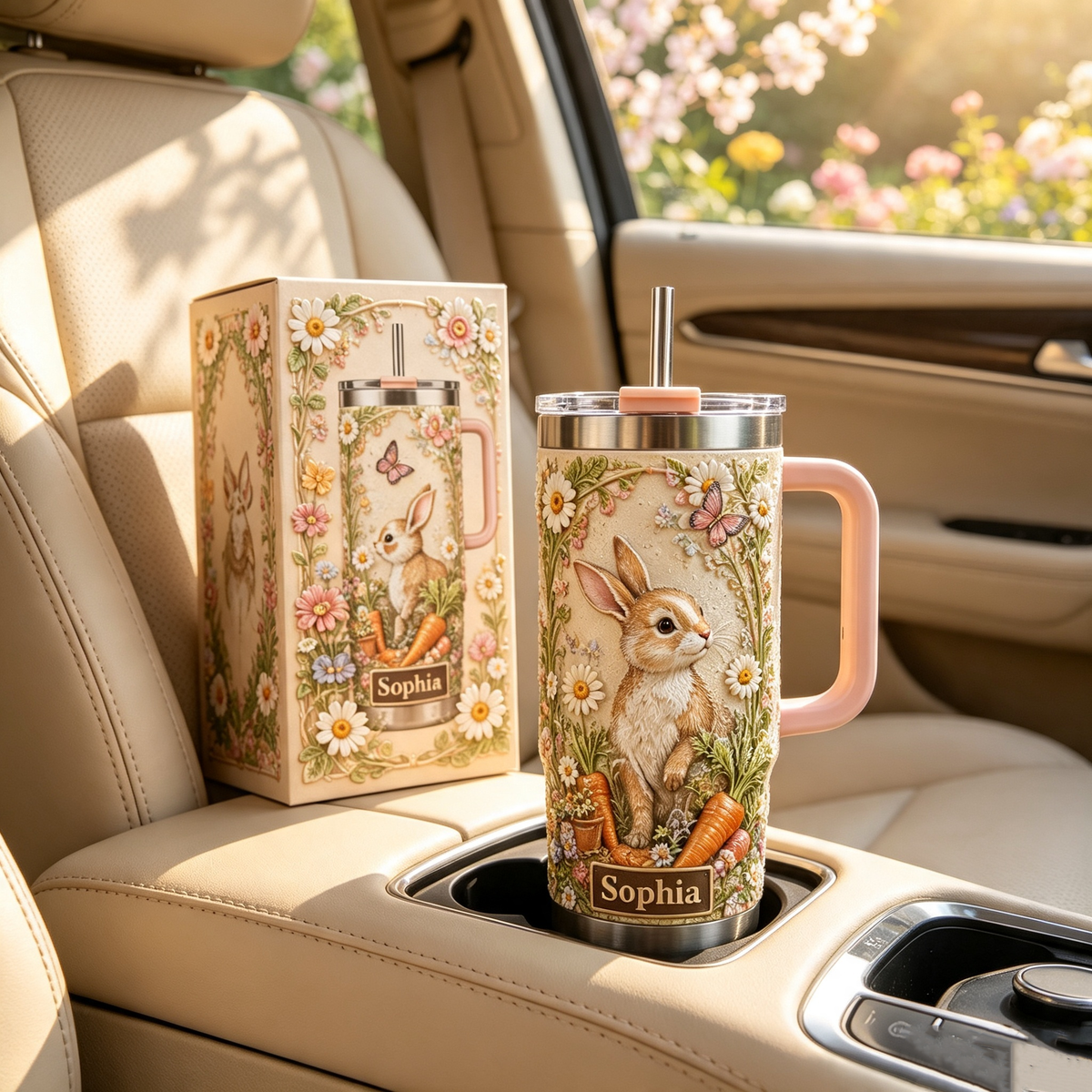 🐰 Personalized Bunny Garden Tumbler - A Sweet Garden Inspired Cup for Her