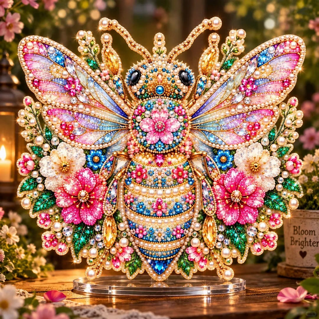 Sparkling Pearl & Jewel Painting Acrylic Display Ornament Gift 🌸✨