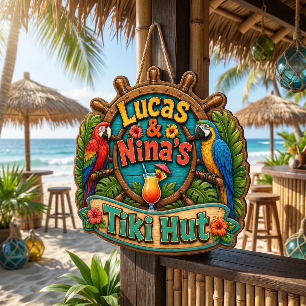Custom Tiki Hut, Backyard Pool Sign, Beach House Wall Decor