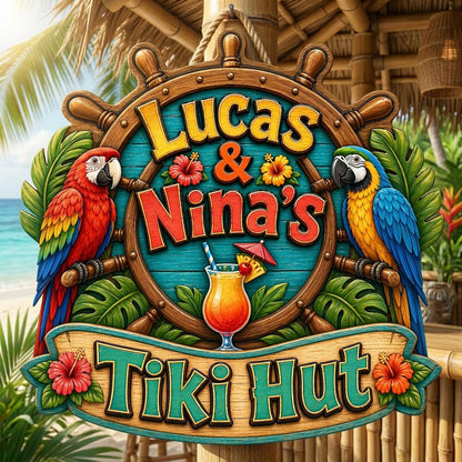 Custom Tiki Hut, Backyard Pool Sign, Beach House Wall Decor