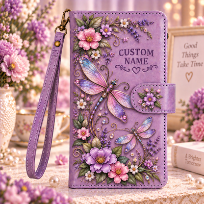 🌸 Personalized Purple Garden&Animal Wallet Phone Case