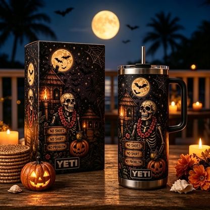 🎃 Personalized Halloween Skull 40oz Handle Tumbler
