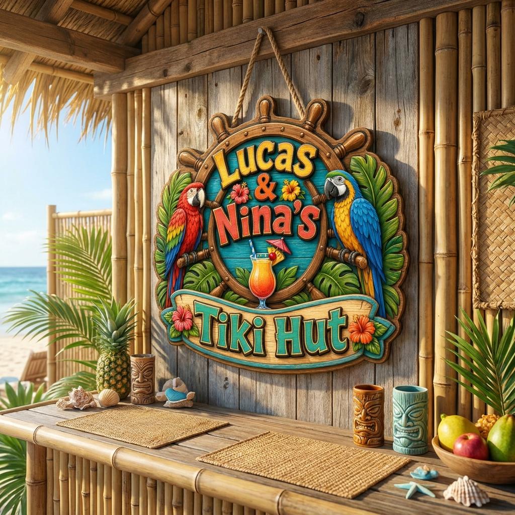 Custom Tiki Hut, Backyard Pool Sign, Beach House Wall Decor