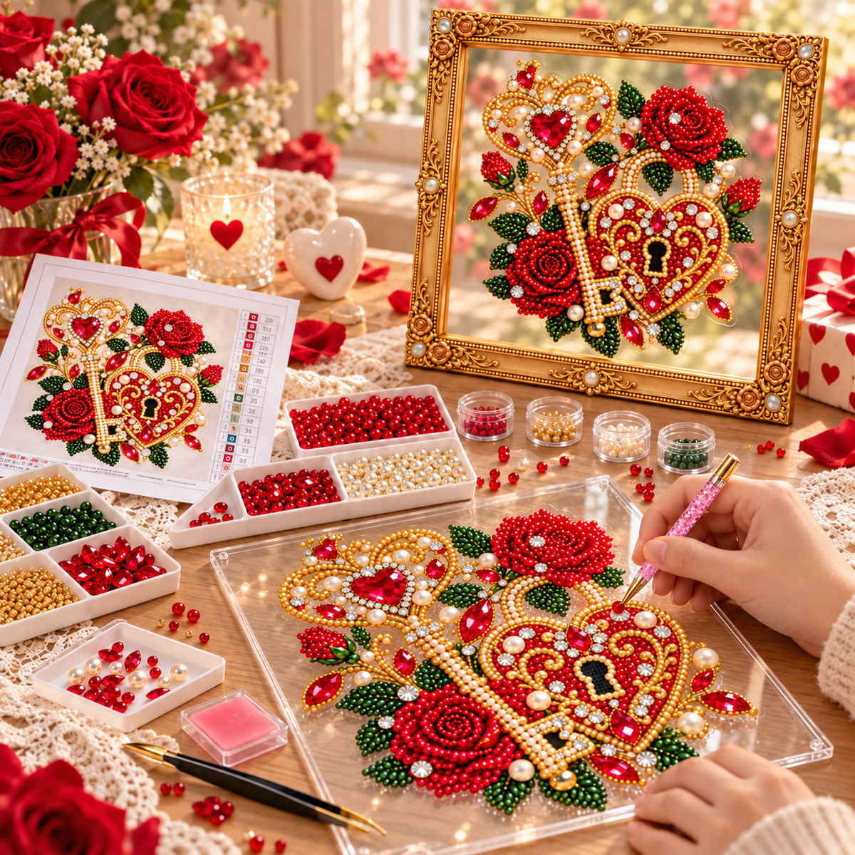Valentine’s Day DIY Pearl Painting Kit - Romantic Beaded Art Gift💝