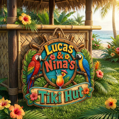 Custom Tiki Hut, Backyard Pool Sign, Beach House Wall Decor