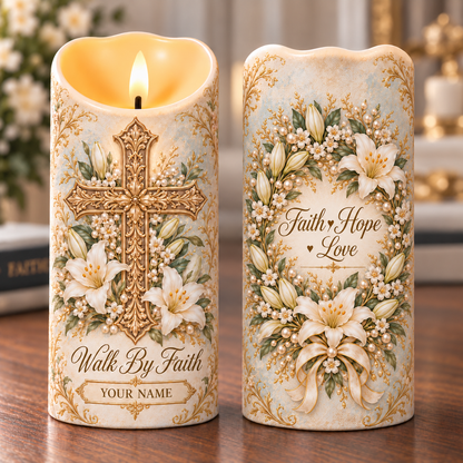 ✝️ 🕯️Personalized Flameless LED Candle – Faith & Memorial Keepsake