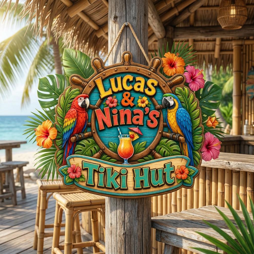Custom Tiki Hut, Backyard Pool Sign, Beach House Wall Decor