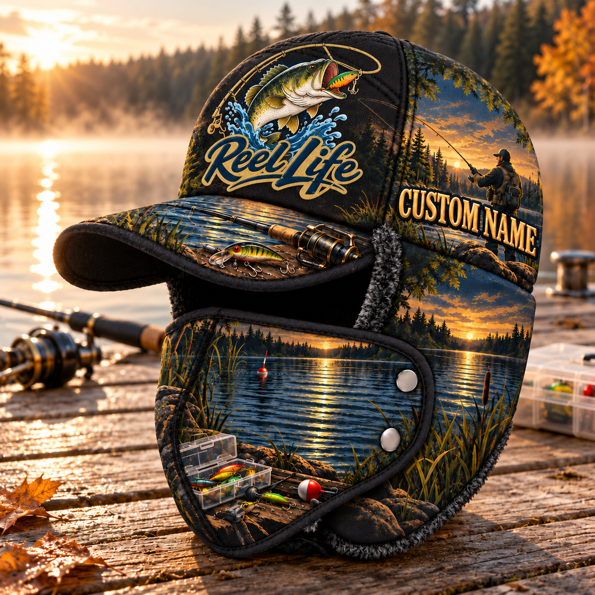Personalized Fishing Winter Hat – Warm Windproof Outdoor Trapper Hat 🎣❄️
