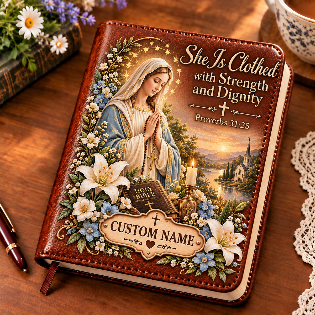 📖 Personalized Leather Scripture Notebook