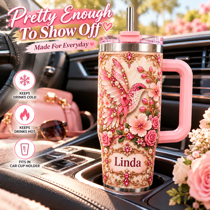 💗 Personalized Pink Hummingbird Tumbler – Made Just For Her