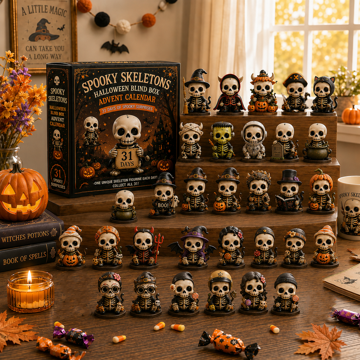 💀 2026 Halloween Cute Skeletons Halloween Advent Calendar