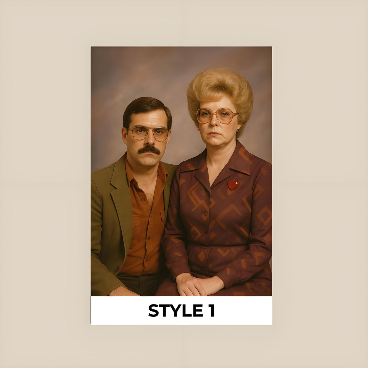 Personalized 1970s Couple Portrait from Photo