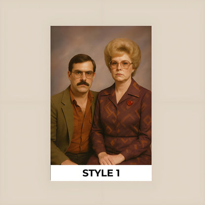 Personalized 1970s Couple Portrait from Photo