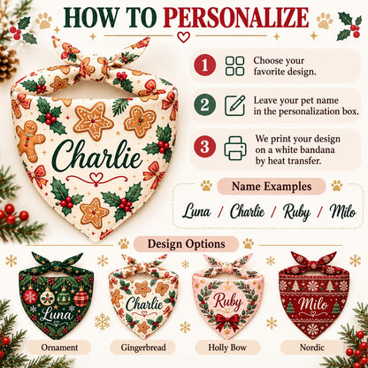 Personalized Christmas Pet Bandana • Because They’re Family, Too 🎄