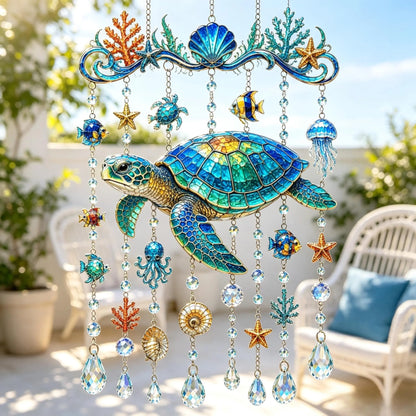 Ocean-Themed Crystal Wind Chime – 🌊 Bring the Sparkle of the Ocean to Your Garden