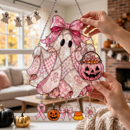 🎀 Pink Ghost Halloween Suncatcher 👻