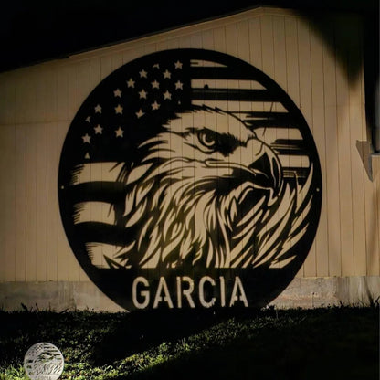 Custom Eagle US Flag Metal Sign