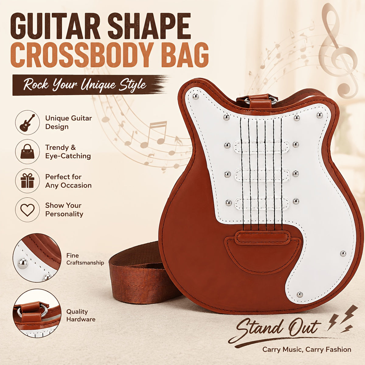 Rock Your Look 🎸 Guitar-Shaped Crossbody Bag