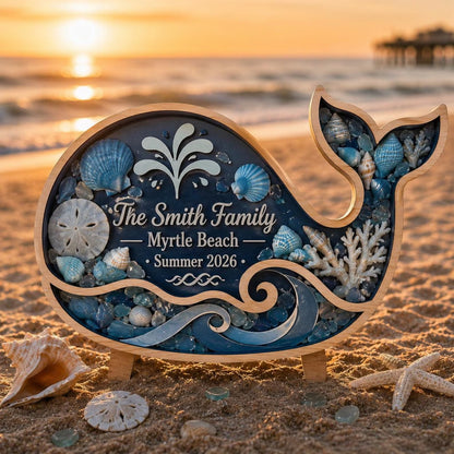Personalized Whale Shadow Box, Beach House Decor