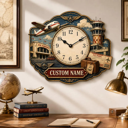 For the Man Who Loves to Travel – Personalized Aviation Wall Clock