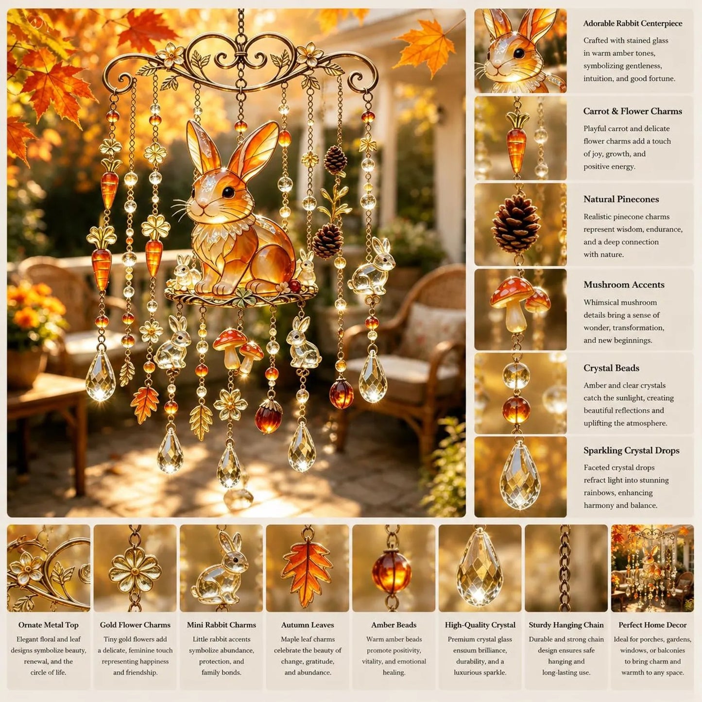 Autumn Animal Suncatcher Wind Chime