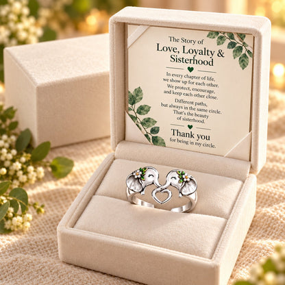 🐘 Elephant Heart Ring – Meaningful Sisterhood & Best Friend Gift with Message Card