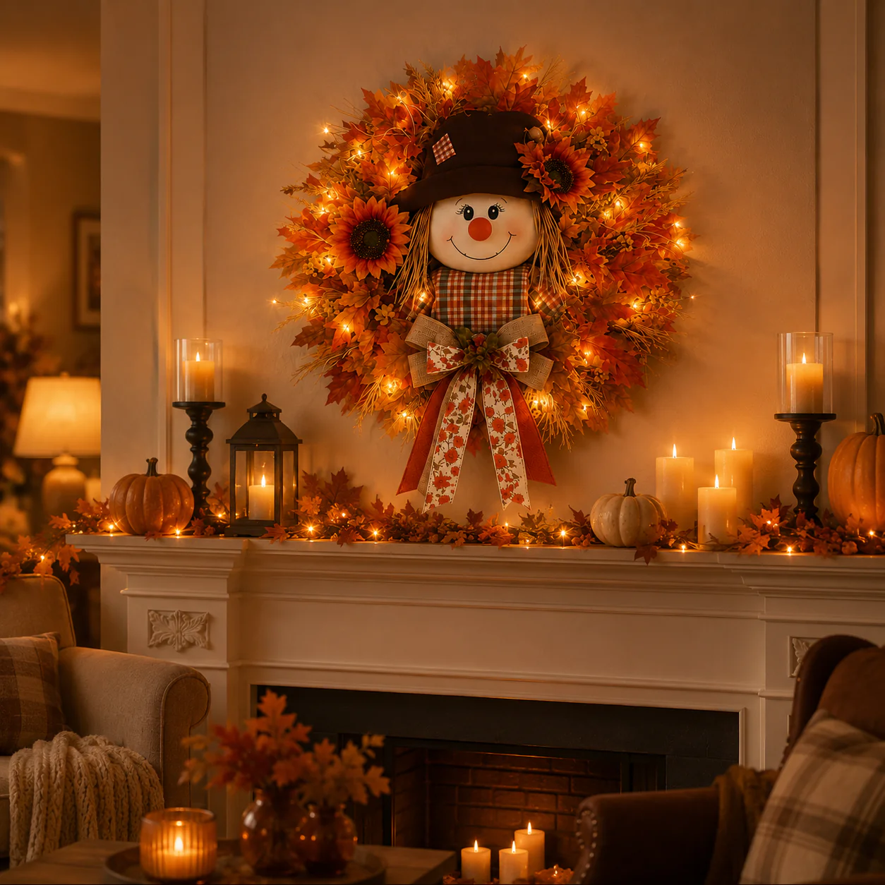 🔥🍁 Fall Favorite – Scarecrow Fall Wreath 🎃