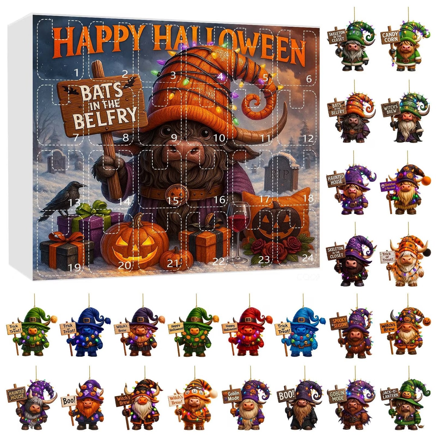 Halloween Gnome Advent Calendar 2026 – 24 Days Countdown Surprise Ornaments