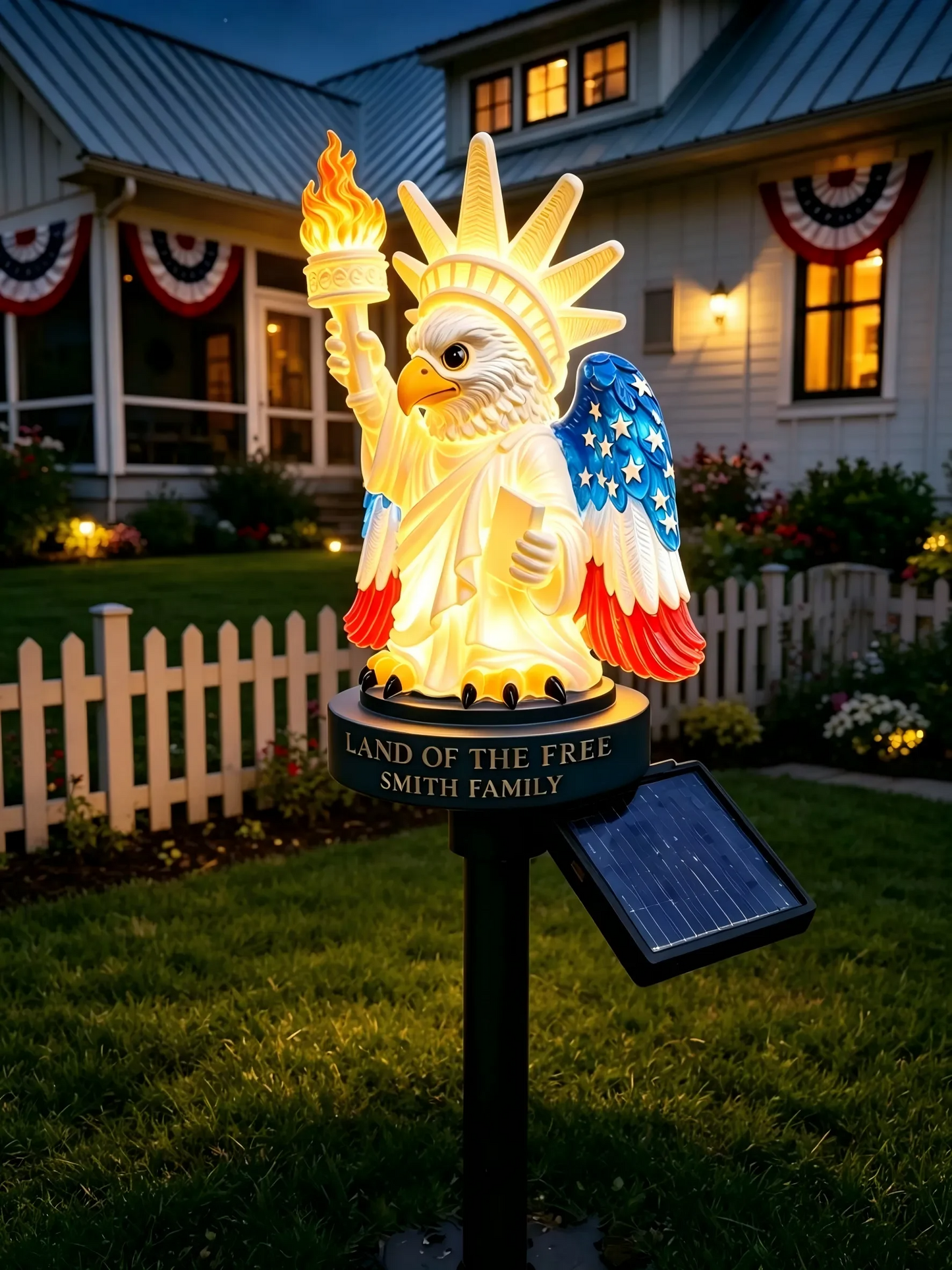 Cute Freedom Eagle Solar Garden Stake Light