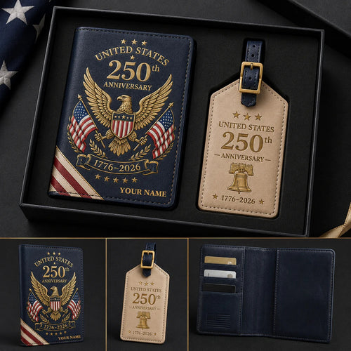 Customized 250th Anniversary Passport Wallet Gift Set