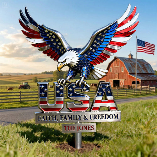 Personalized USA Eagle Family Yard Sign