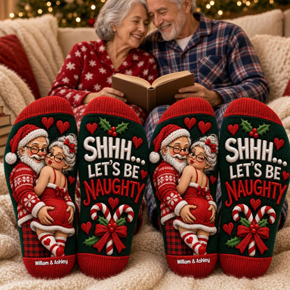 🎄 Personalized Naughty Christmas Couple Socks