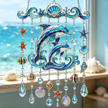 Ocean-Themed Crystal Wind Chime – 🌊 Bring the Sparkle of the Ocean to Your Garden