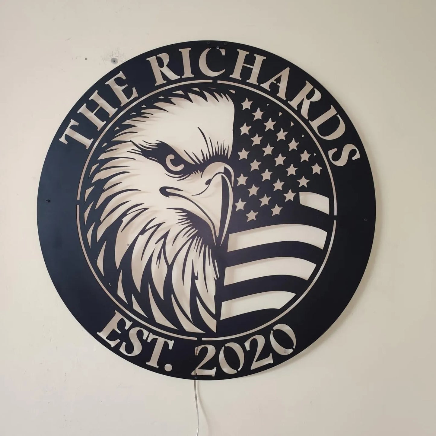 Custom Eagle-Shaped U.S. Flag LED Metal Sign