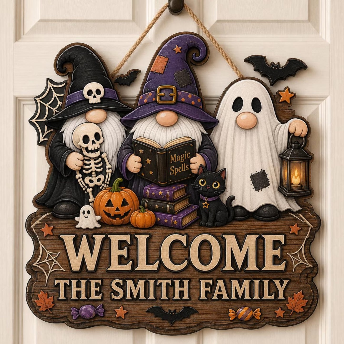 Personalized Halloween Gnome Door Hanging