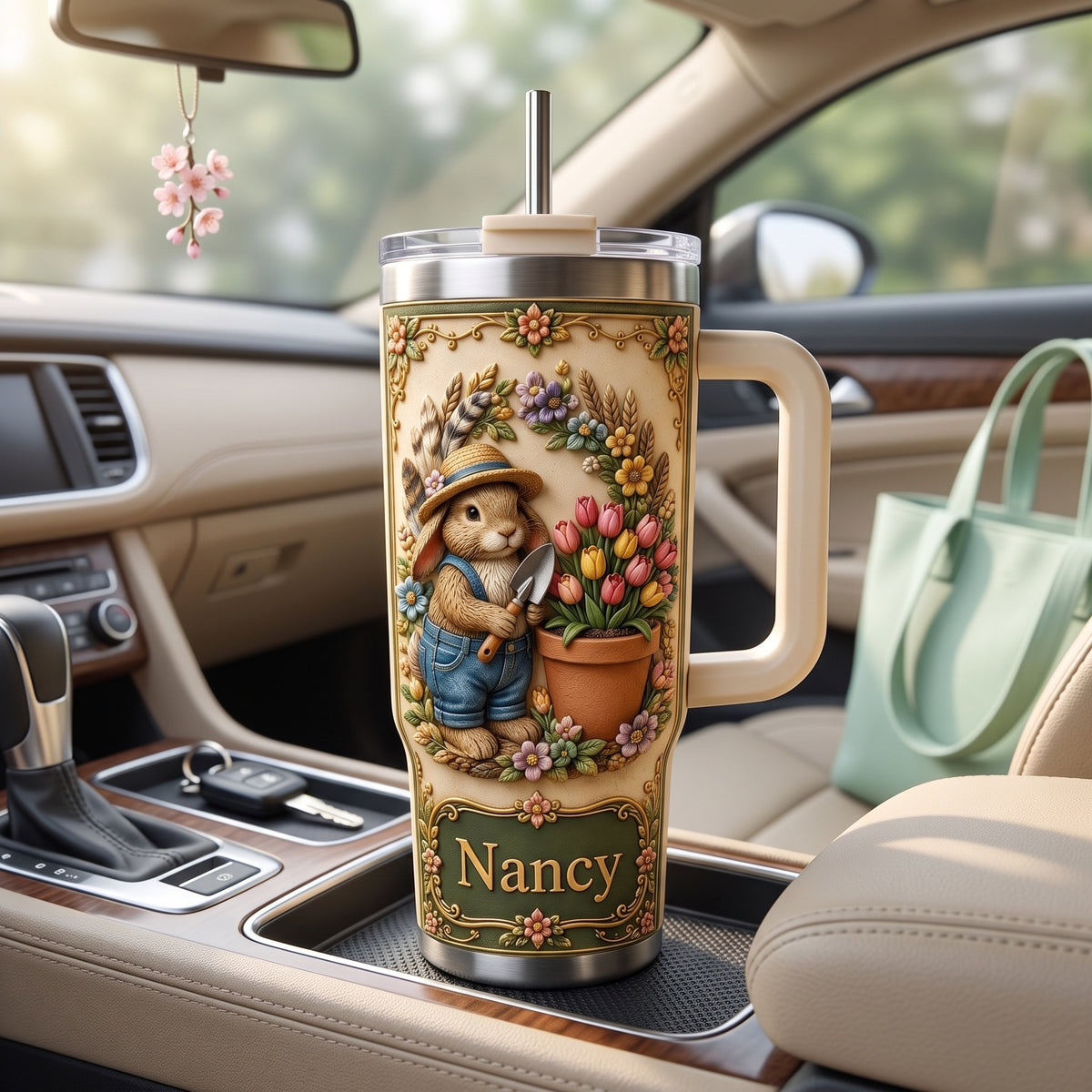 Personalized Gardening Bunny Tumbler with Name