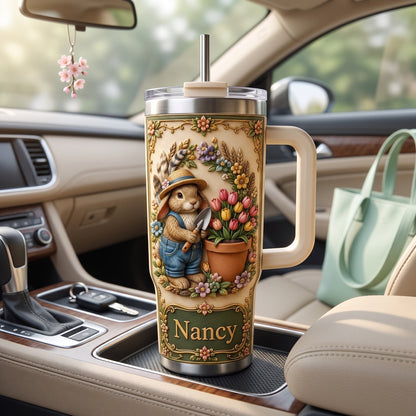 Personalized Gardening Bunny Tumbler with Name
