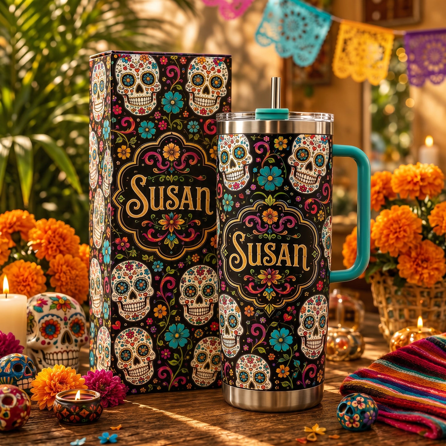 💀Personalized Sugar Skull Tumbler🎁