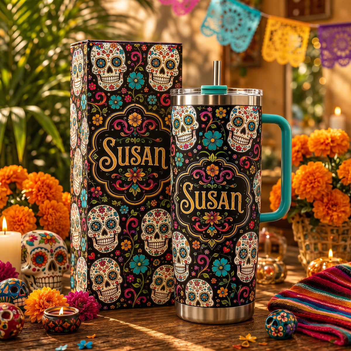 💀Personalized Sugar Skull Tumbler🎁