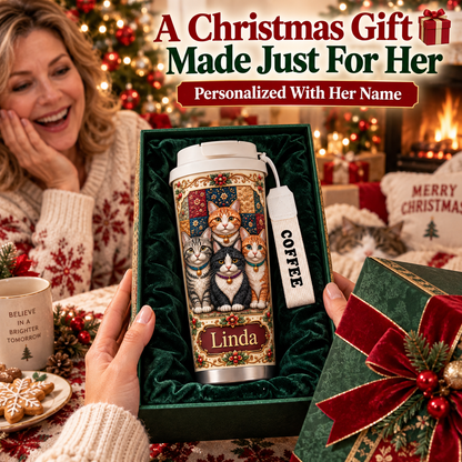 🎄 Personalized Cat Lover Christmas Tumbler