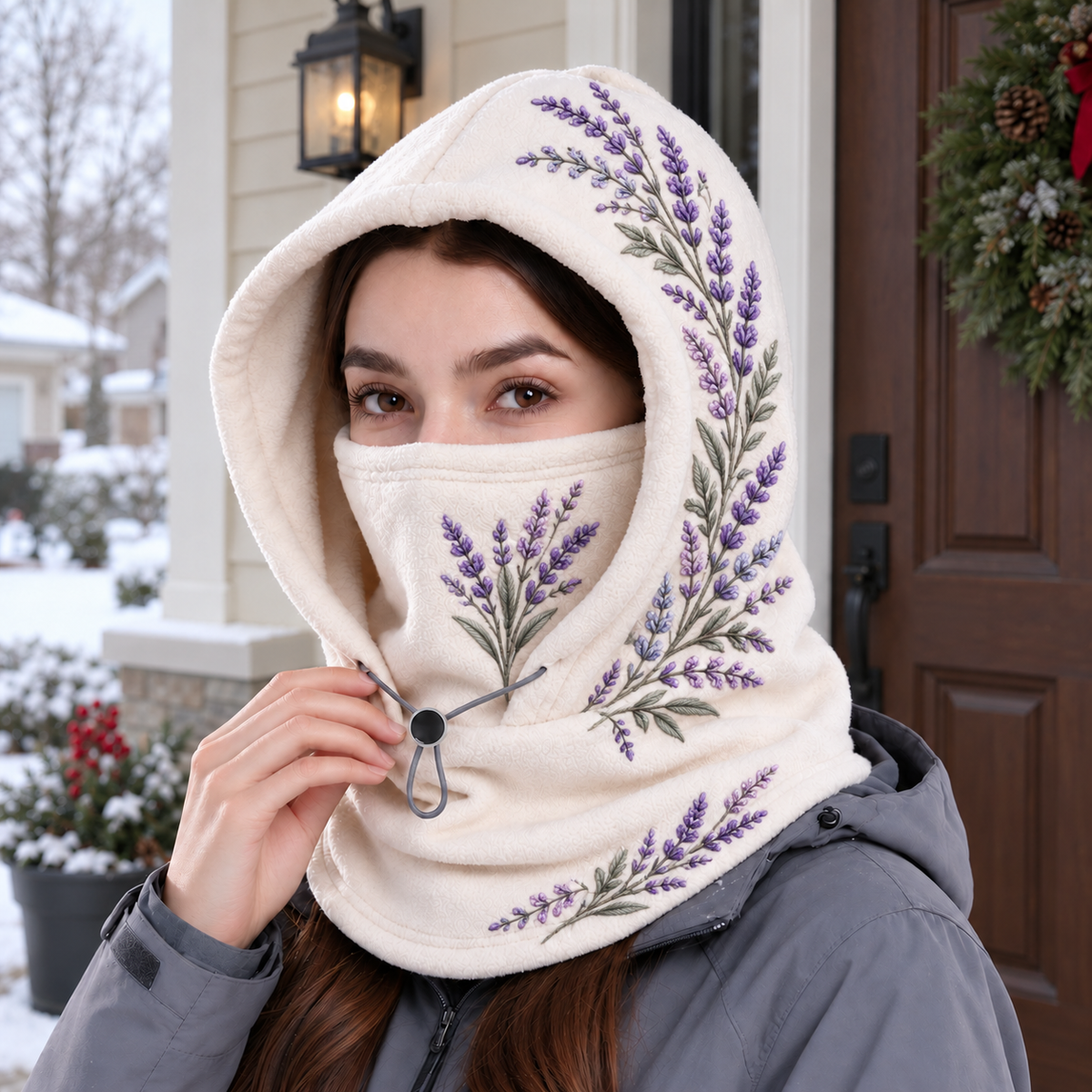 3 in 1 Floral Fleece Winter Hood • Your Prettiest Cozy Layer 🌸