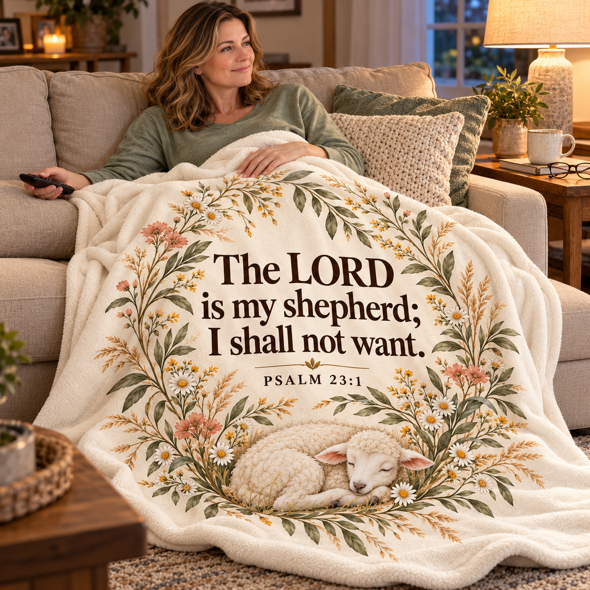 Wrapped in His Care 🕊️ Psalm 23:1 Soft Flannel Blanket
