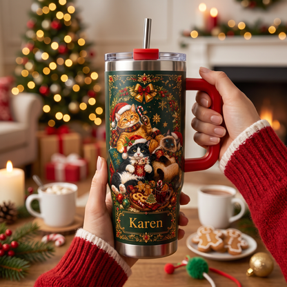 Custom Christmas Cat Tumbler Gift For Cat Lovers