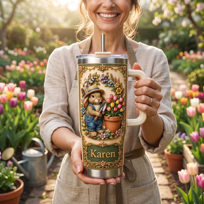 Personalized Gardening Bunny Tumbler with Name