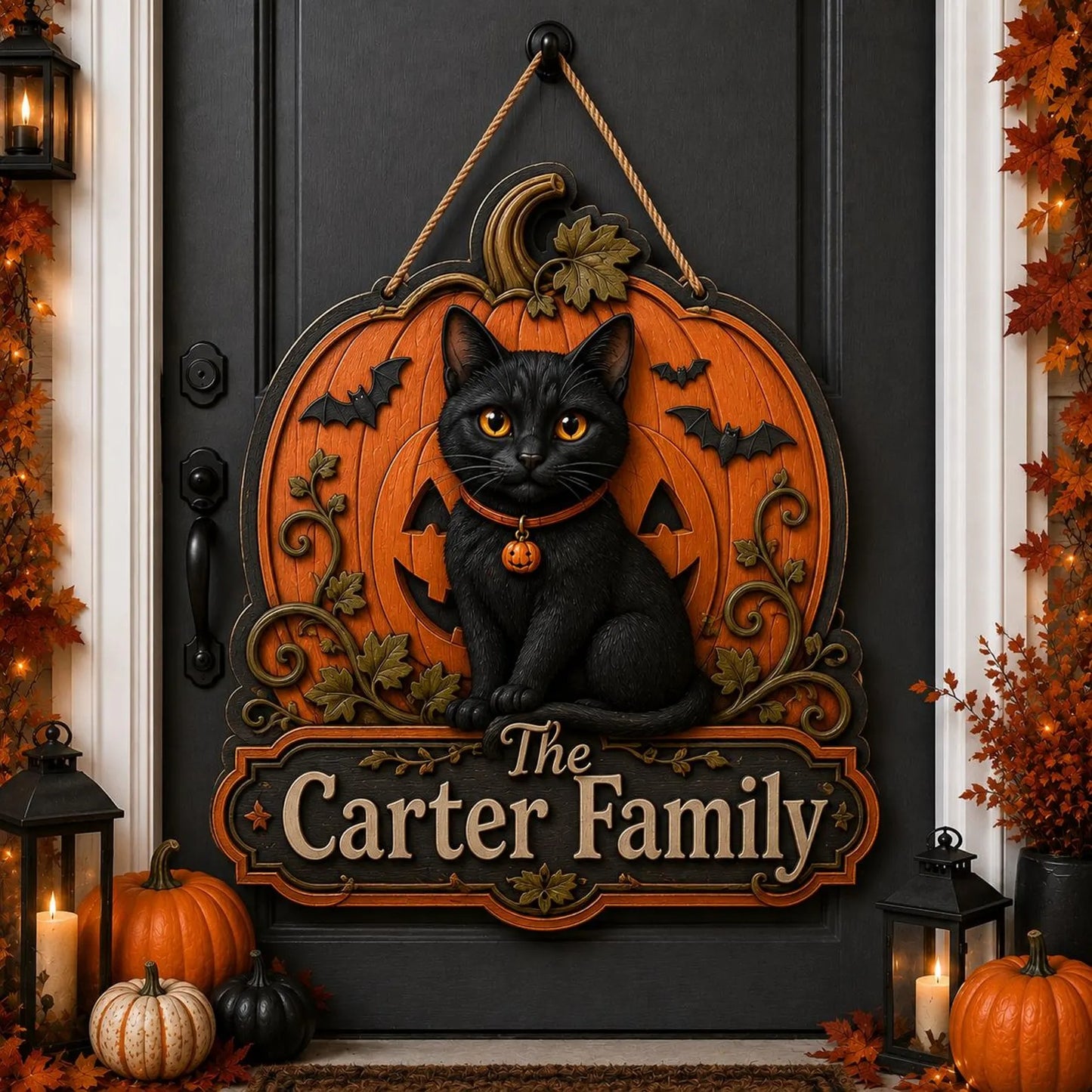 Personalized Pet Name Door Hanger, Halloween Decor Gift
