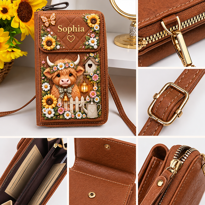Personalized Garden Crossbody Phone Bag, Floral Animal Purse Gift for Her