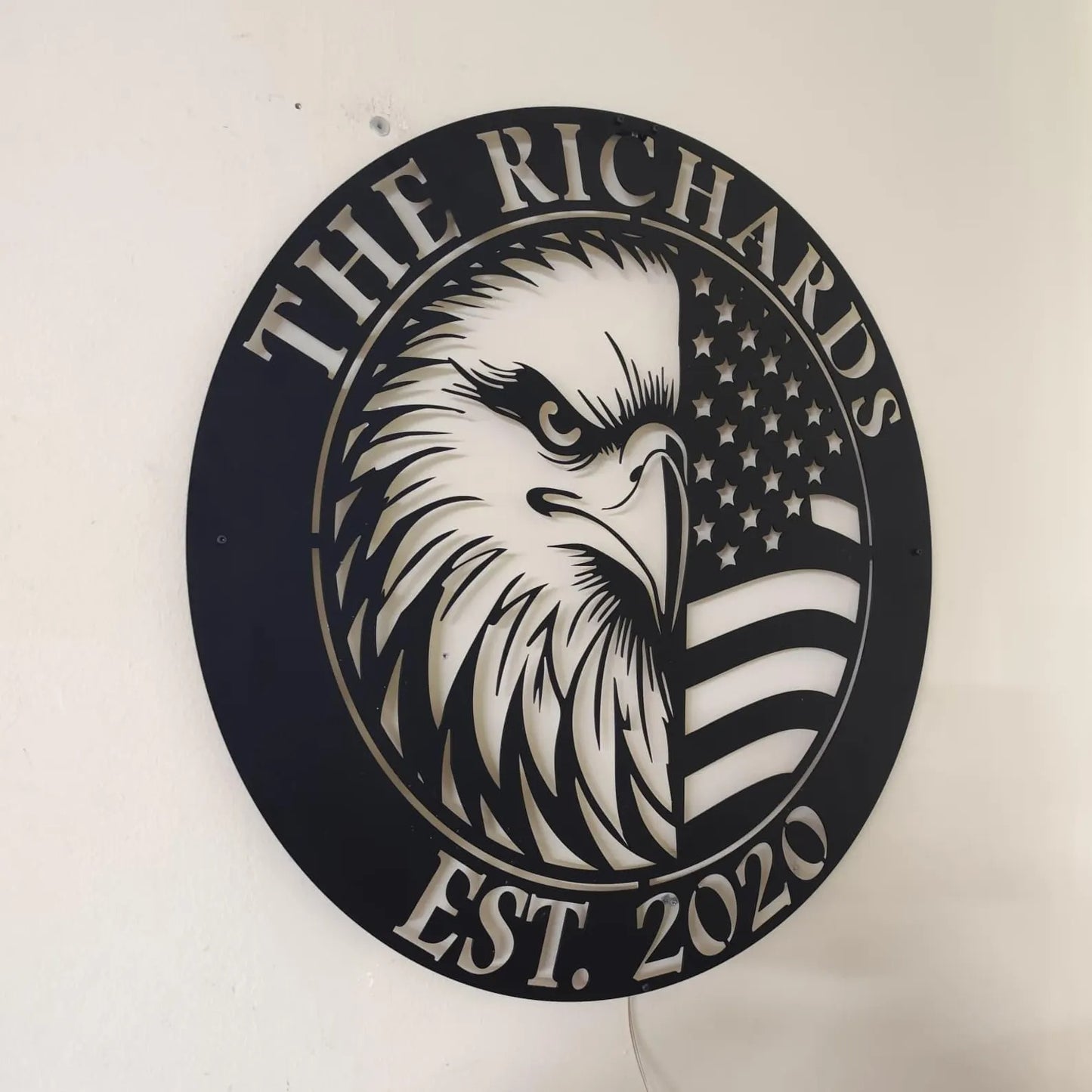 Custom Eagle-Shaped U.S. Flag LED Metal Sign