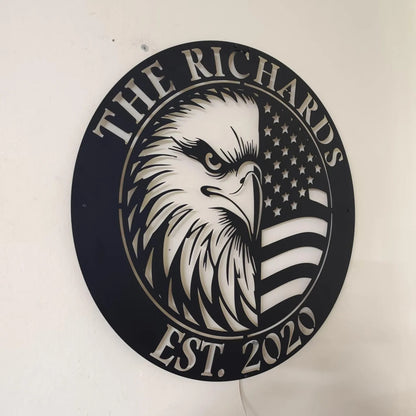 Custom Eagle-Shaped U.S. Flag LED Metal Sign